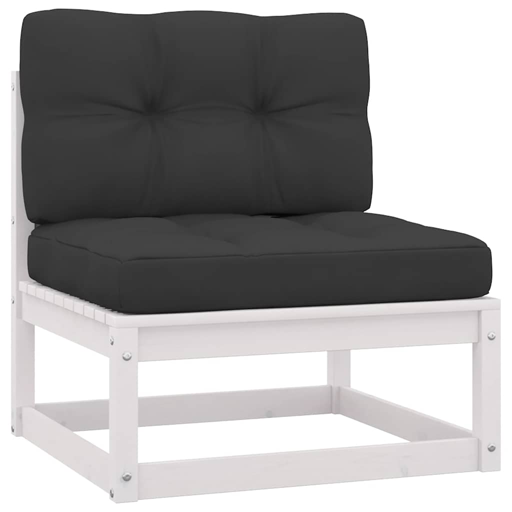 2 Piece Garden Lounge Set with Cushions White Solid Pine Wood