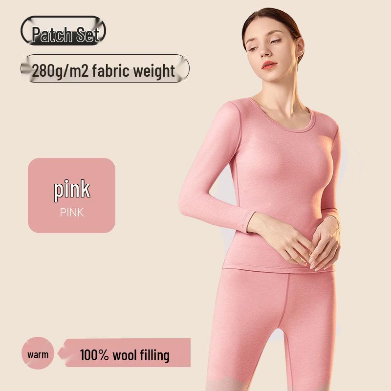 Women's Round Neck and Men's High Collar Thermal Set: Plus Velvet Autumn Wear & Thickened Winter Underwear
