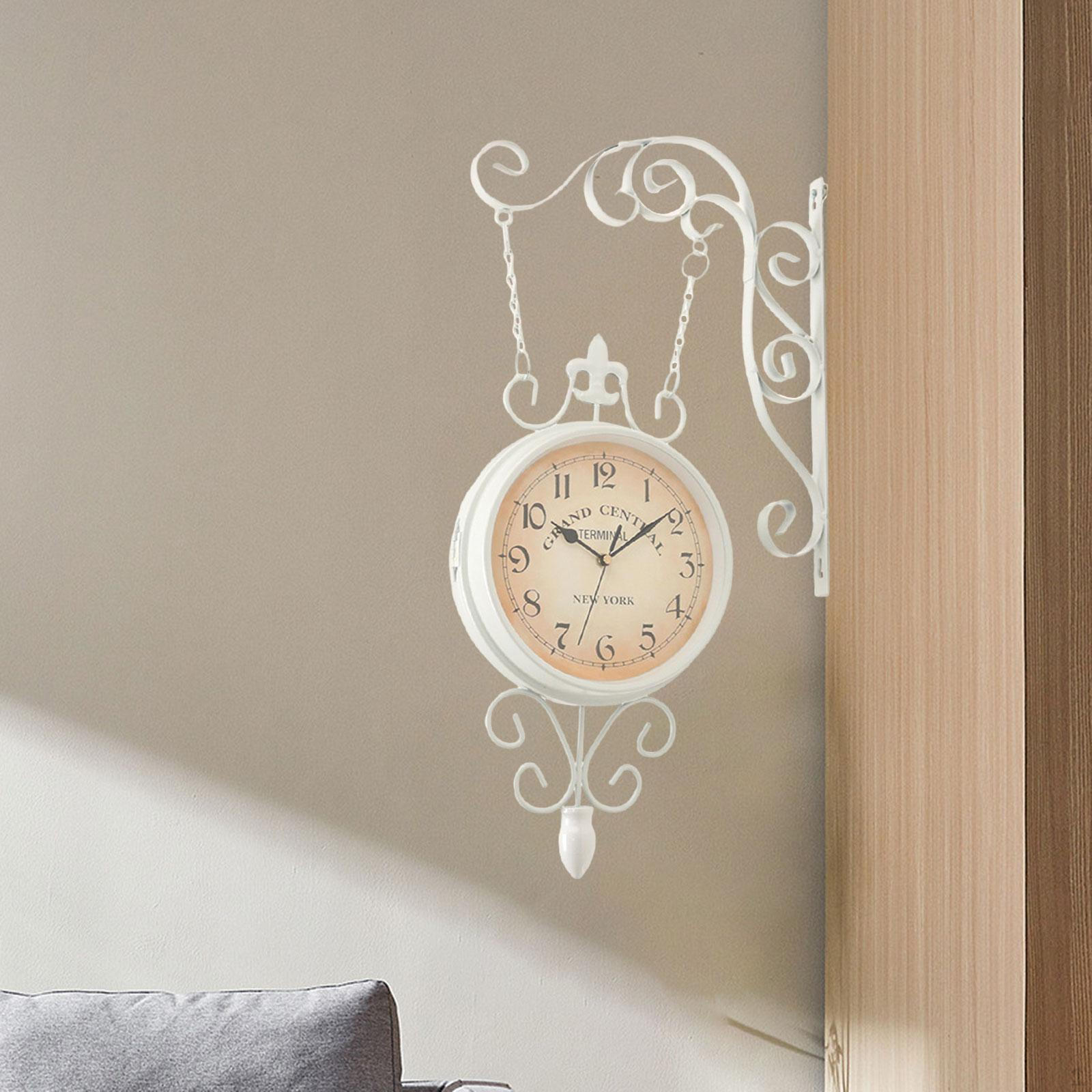 

Classic Double Sided Wall Clock Decorative Easy to Read Silent Degree Rotation Home Decor білий