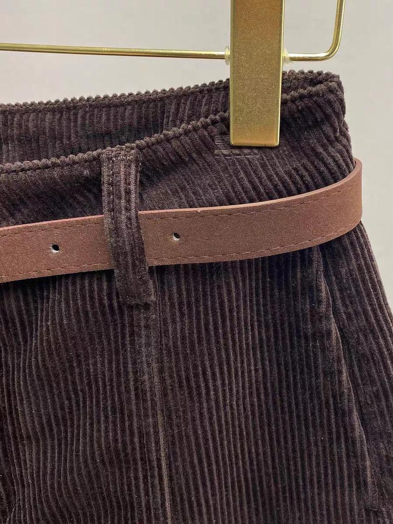 Women's 2025 Winter Korean Style Corduroy Wide-Leg Pants, Plus Velvet, Loose Fit, Straight and Thickened