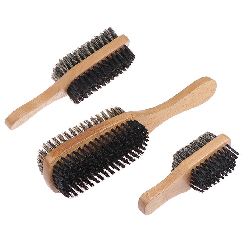1X Mens Boar Bristle Hair Brush Wooden Curly Wave Brush Styling Beard Hairbrush