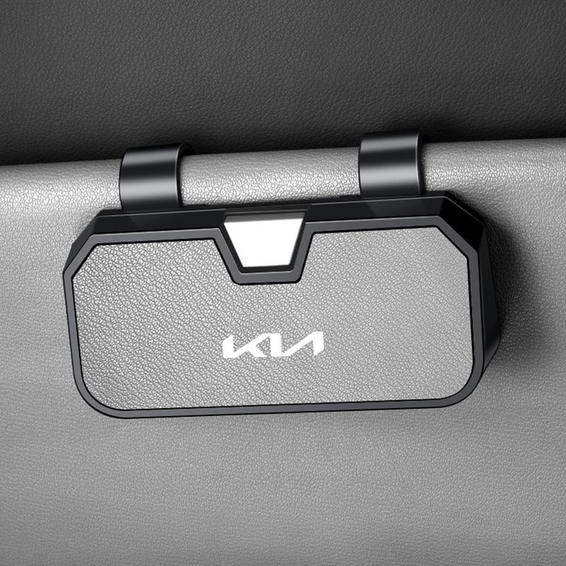 cogpkw1 for Kia Sportage Sorento K5 K3 Seltos Rio Carnival Ceed Car Emblem Visor Glasses Case Goatskin Sunglasses Holder Organizer Clip