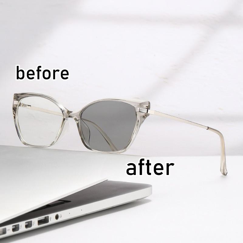 

Large Frame Myopia Glasses Photosensitive Color-changing Anti-blue Prescription Glasses Fashion Unisex Eyeglasses 0-4.0 0 - No Discoloration