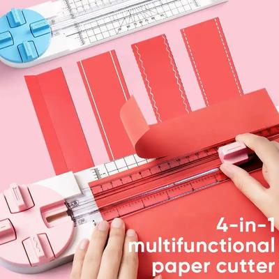 Recortadora de papel manual 4 en 1 Herramienta multifuncional para cortar papel artesanal de mano Cortadora de álbumes de recortes tipo prensa Herramientas de corte manual para arte