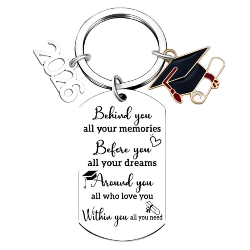 Stainless Steel Graduation Cap Keychain Bag Decoration For 2026 Commencement Academic Keepsake Graduation Gift