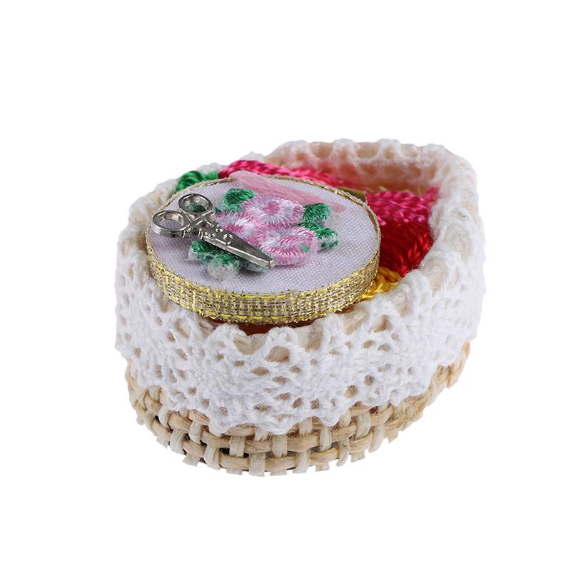 1:12 Dollhouse Mini Embroidery Tools Set Simulation Sewing Scissors Thread Model