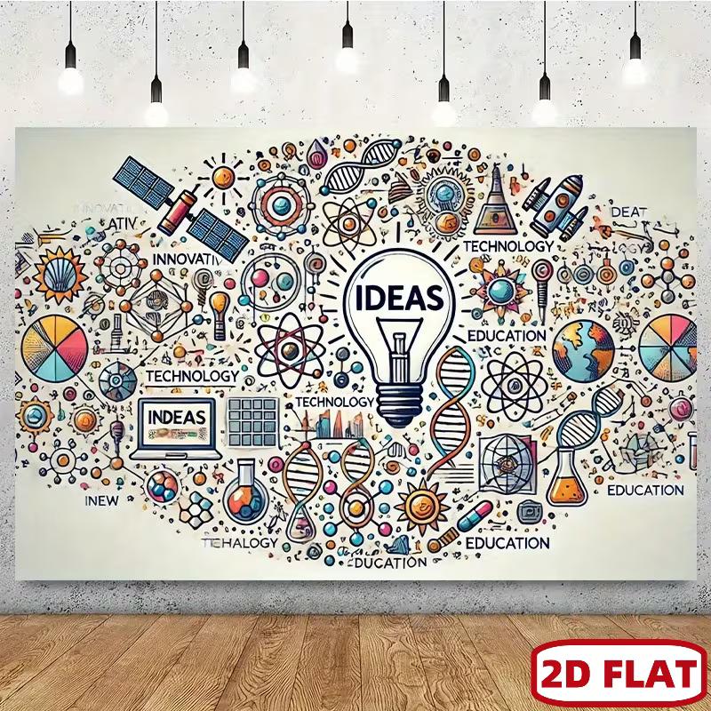 Creative Science Doodle Backdrop, Innovation & Education Photo Booth Banner