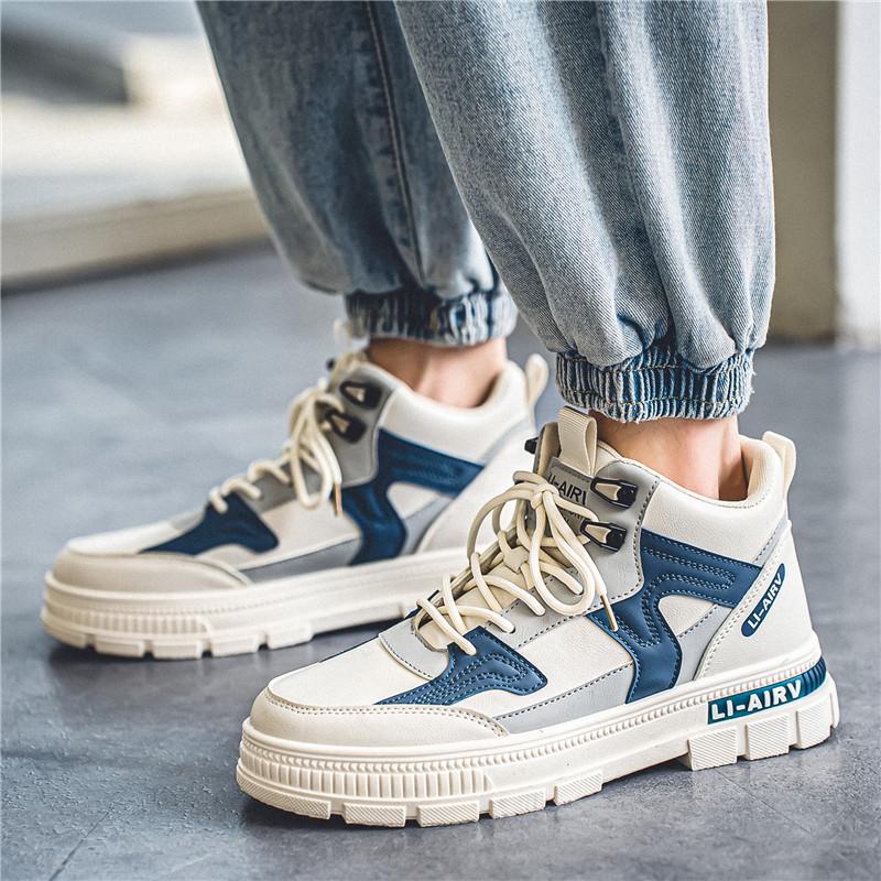 Ins Trend Men's Autumn Winter Boots Hightop Skateboard Shoes Students Boys Platform Walking Casual Boots