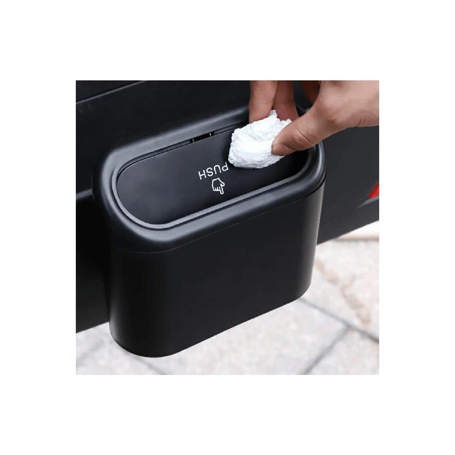 

Auto Car Trash Bin Organizer Dustbin With Lid Black