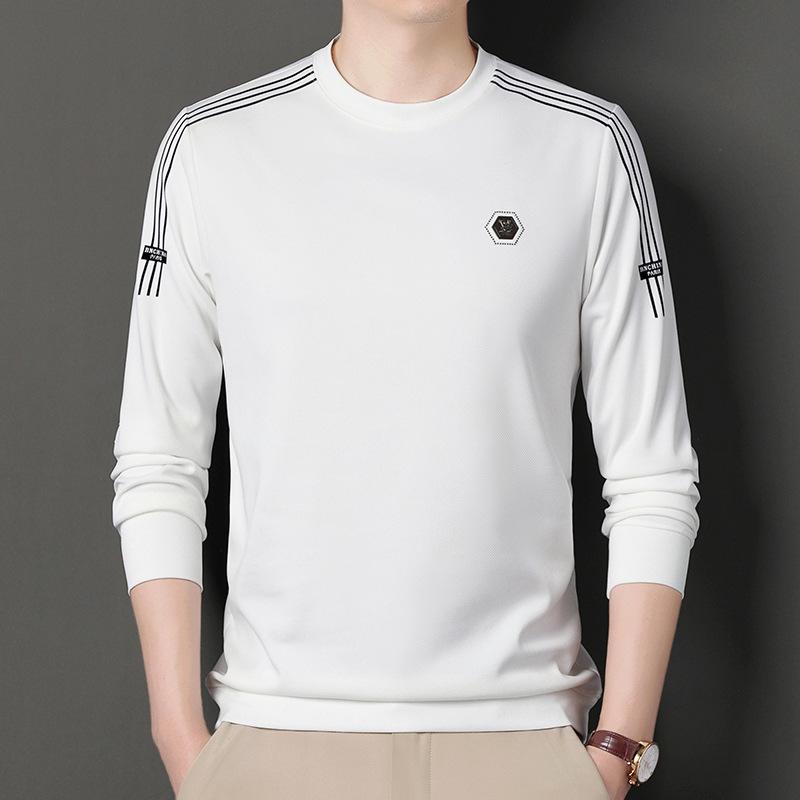 New T-shirt Sweater Autumn Fashion Round Neck Pullover Middle-Aged Korean Style Casual and Comfortable Men's Base Hoodie
