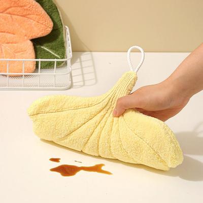 Soft Double-layer Leaf Style Hand Towel Absorbent Speed Dry Hanging Hand Cloth Thickened Handkerchief Rag for Kitchen Bathroom