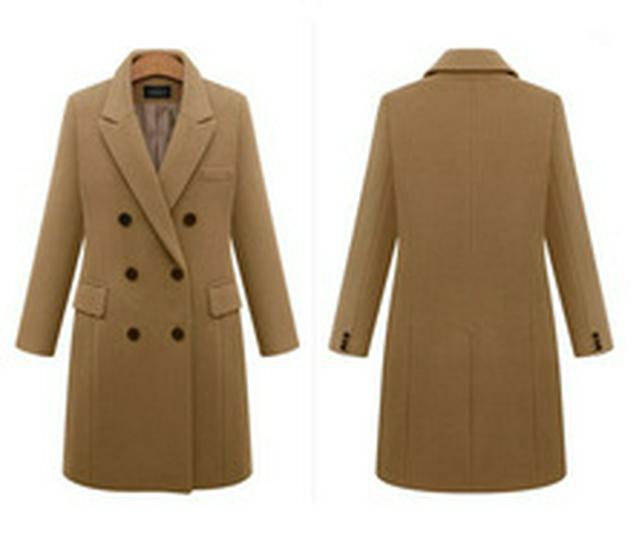 2021 Autumn/Winter Women's Wool Coat with Multi-button Design.