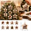 8-Piece Wooden 2D Flat Christmas Tree Ornament Set Holiday Party Decorations for Christmas