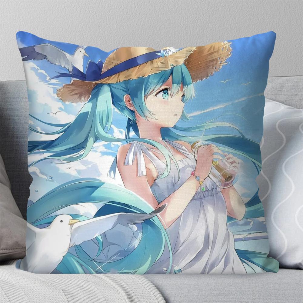 

1 шт. H-Hatsune M-Miku Певица Аниме Наволочка Квадратная Подушка Спальня Диван Досуг Комфорт Автомобиль Гостиная Домашнее Украшение 40X40 16x16Inch