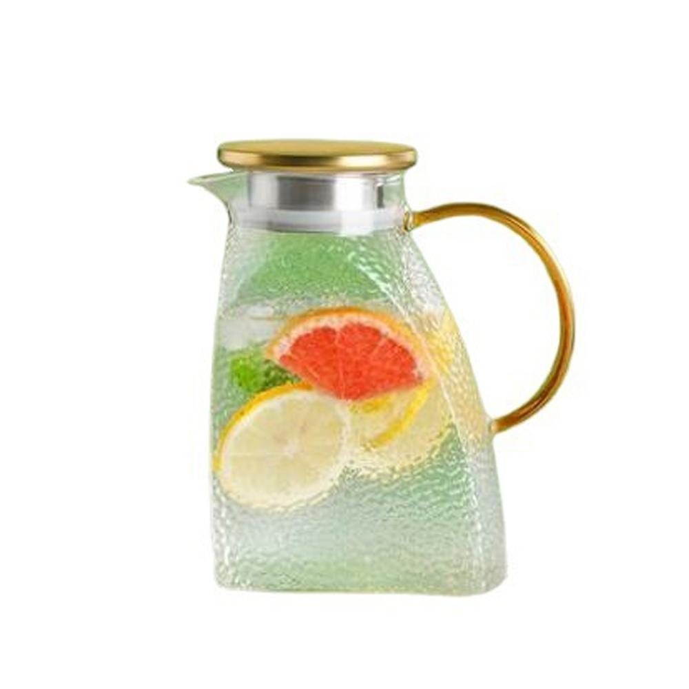 1,8L/60oz Glas-Wasserkanne mit Griff und Deckel Kühlschrank-Wasserkanne für Kalt- und Heißwasser Eistee Saft Kaffee Milch Getränke