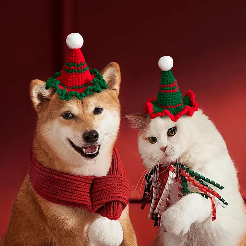 Dog Christmas Hat Knitted Caps Puppy Caps For Winter Party Holiday Dress Up Props Supplies Puppy Kitten Small Dogs Cats