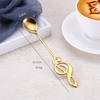 Coffee Stirring Spoon Musical Notes Shaped Long Handle Stainless Steel 7 Colors Dessert Ice Cream Mixing Scoops Drink Tableware