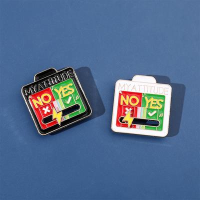 Broszka MY ATTITUDE przesuwana zmiana nastroju metalowa broszka imprezowa spersonalizowana odznaka mocy społecznej moda postawa wybierz szpilki