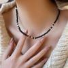 Versatile Gemstones Necklace Turquoise/Onyx Beaded Choker Adjustable Length Clavicle Chain Fashionable Party Jewelry