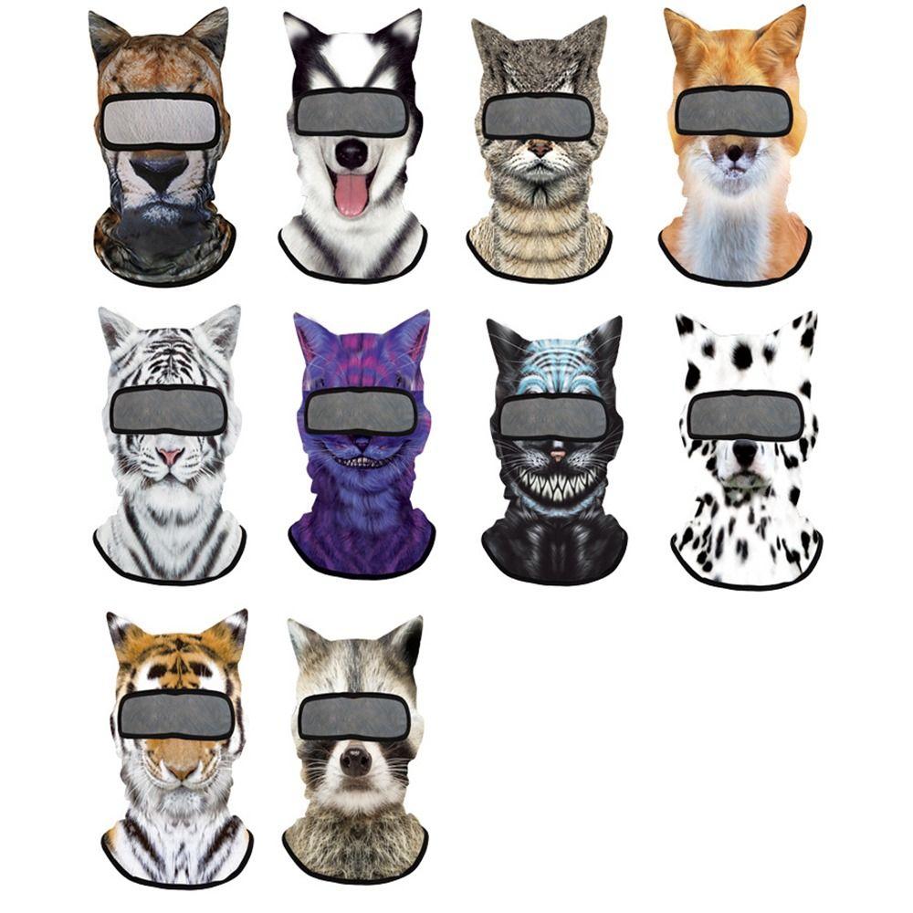 Polyester Fiber Animal with Ears Hats Funny Neck Gaiter Gift 3D Animal Face Mask  Cycling Headgear