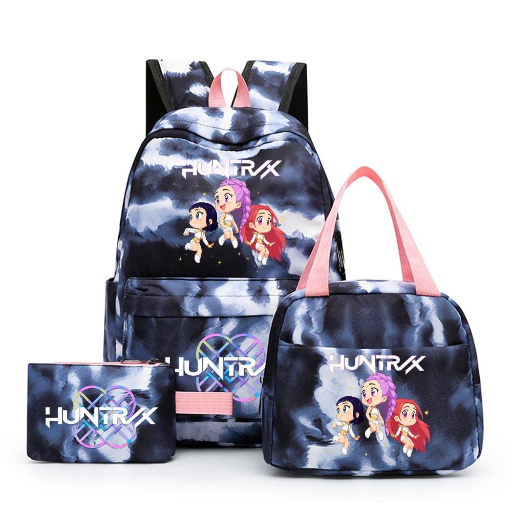 3Pcs/set Cartoon Printed Backpack with Lunch Bag Pencil Case for Teenager Girl Boy Large Capacity Waterproof Bookbag Gift Mochila