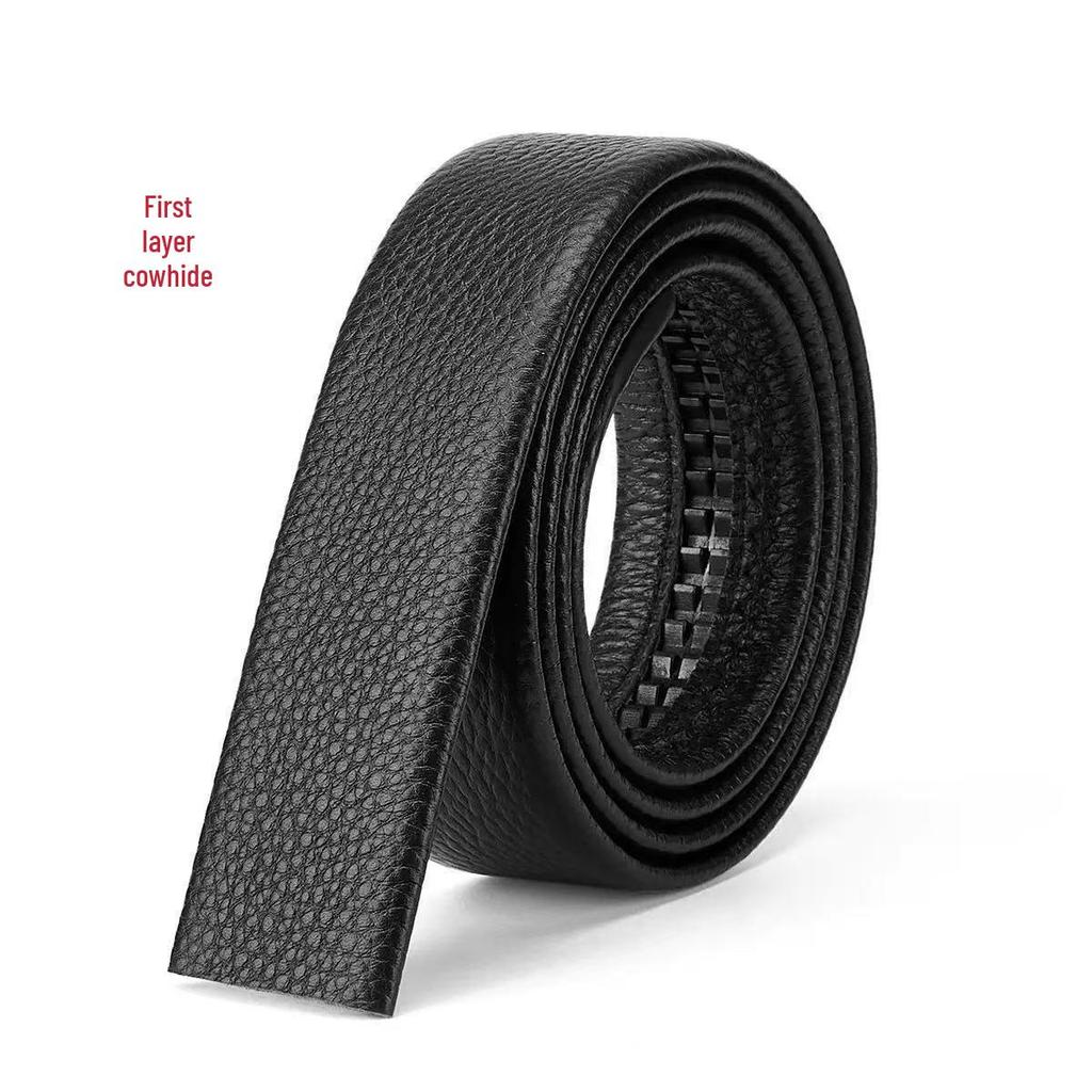 Men's Lychee Grain Leather Belt with Automatic Buckle - Casual and Versatile Style