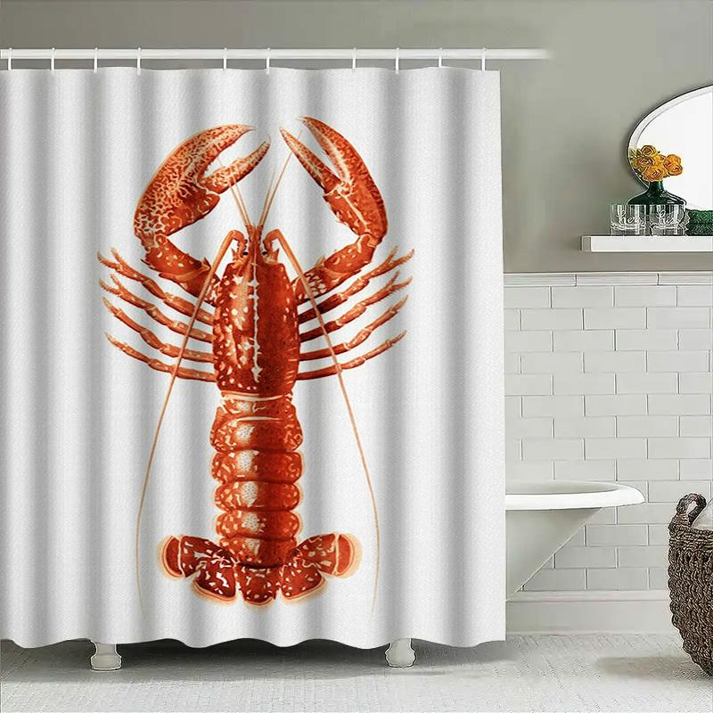 Modern Bathroom Decor Shower Curtain Waterproof Home Decoration With Crab Print In Various Colors High Quality Fabric For Long L