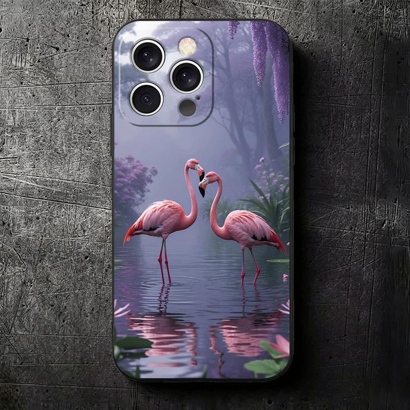 Pink Red Dreamy Flamingo Soft Phone Case for iPhone 16 16E 17 Air 15 Pro Max 14 Plus 13 Mini 11 12 7 Black Cover Back Shell