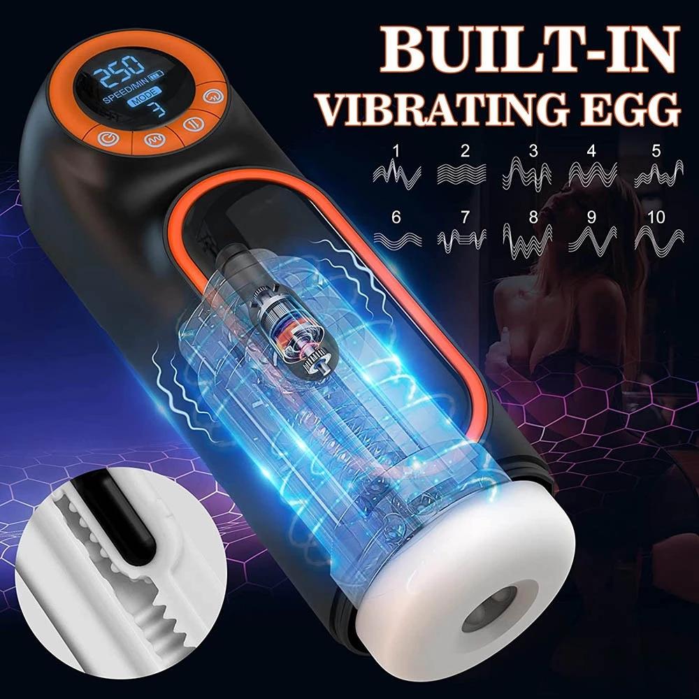 Brand New 6 In 1 Automatic Male Masturbator with LED Display 10 Thrust 4 Sucking 10 Vibrating Pussy Vaginal Real Oral Sex Sex Toy for Men 18+