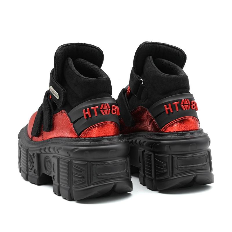 Gothic kotníkové boty 2025 Nový punkový styl Dámské boty Šněrovací Výška podpatku 6CM Platformové boty Dámské Kovová dekorace Dámské tenisky