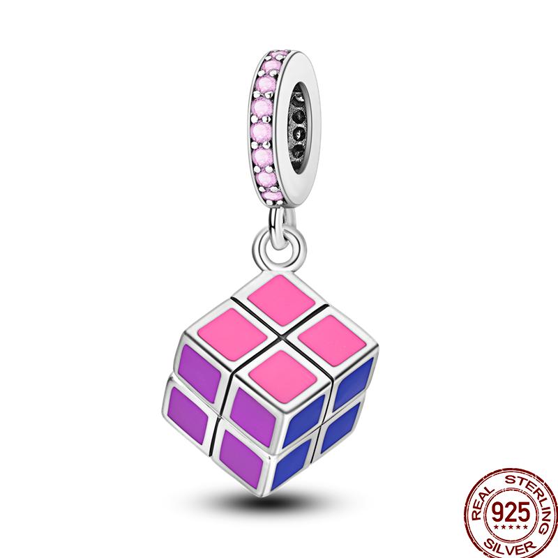 Copper Colored Zircon Rainbow Unicorn Mermaid Flower Charm Beads Suitable For 3Mm Original Bracelet