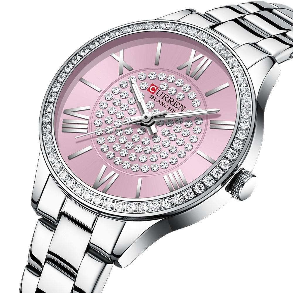CURREN Fashion Women Gold Watches Luxury Diamond Dial Ladies Wristwatch Stainless Steel Bracelet Waterproof Luminous Classic Female Clock