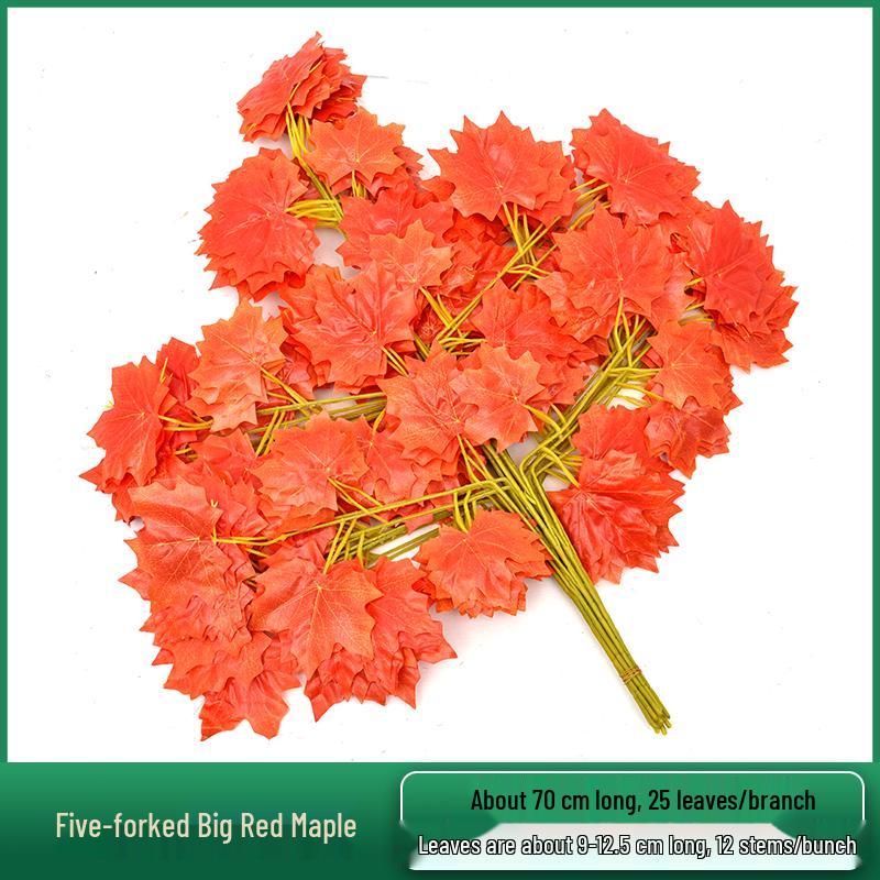 Artificial Red Maple, Ginkgo, Birch, Banyan, Elm Leaves for Landscaping