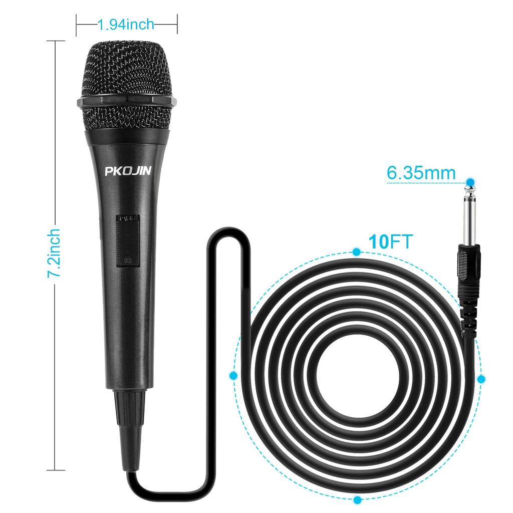 PKOJIN Dynamic Karaoke Vocal Wired Microphone for Handheld Microphone with Speaker Microphone with Switch Microphone, Karaoke, 10-Foot Cable, ON/OFF