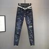 Spring Women's Fashion High Waist Slim Fit Butterfly Rhinestone Decorated Jeans