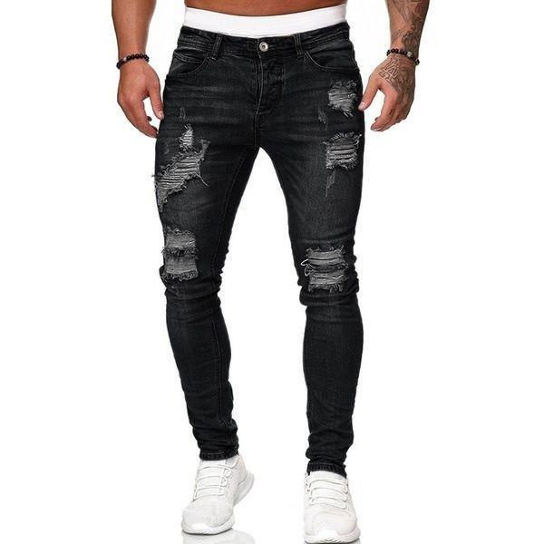 Europäische & Amerikanische Bestseller Herren Ripped Badge Skinny Jeans