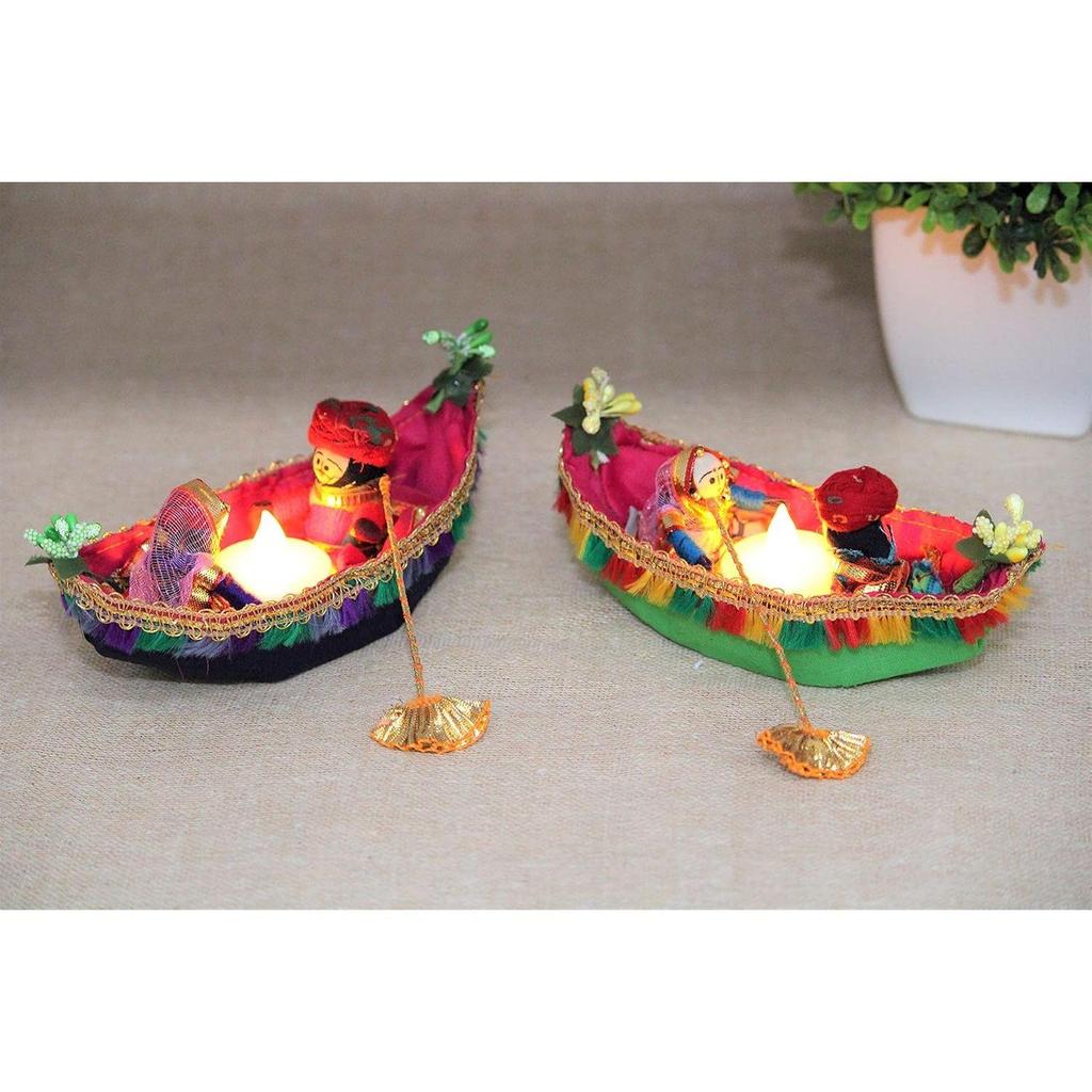 Recycled Material Rajasthani Raja Rani Puppet/Dolls Decorative Tealight Candle Holder (Pack of 2)