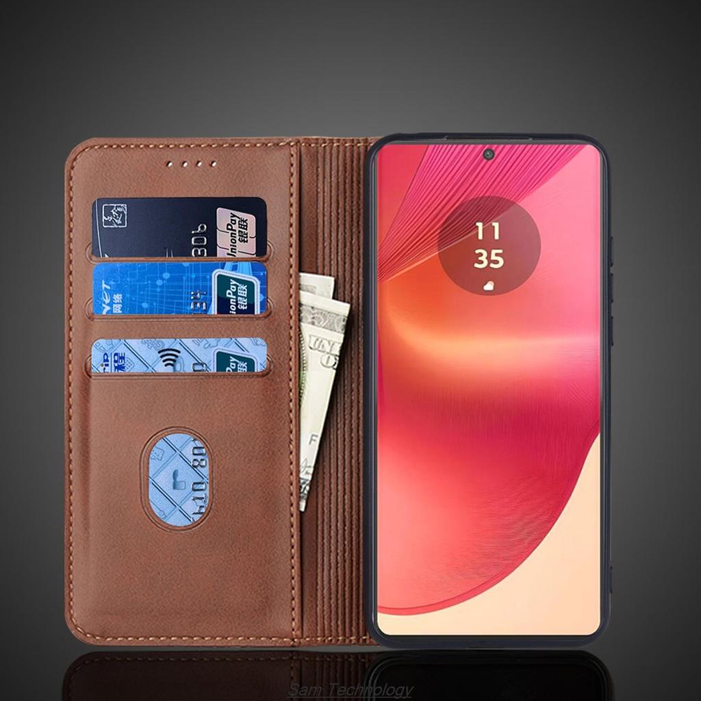 Atracción magnética Funda de cuero para Motorola Moto Edge 50 Fusion Funda con tapa tipo libro Billetera Bolsas para teléfono Capa Fundas Coque
