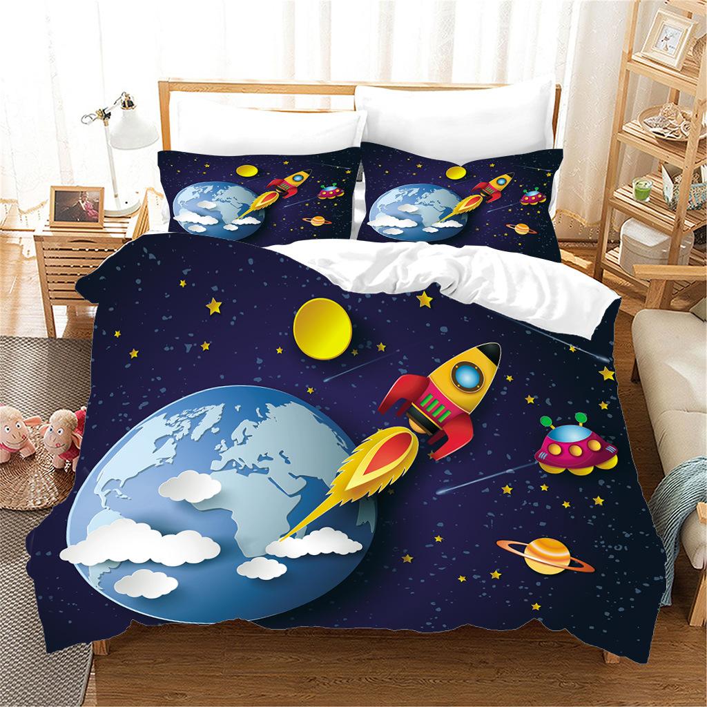 Cosmic Interstellar Wind Bed Three-Piece Set Four-Piece Digital Printing Quilt Cover Pillowcase