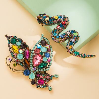 Klassische Damen Herren Exquisite Luxus Kristall Strass Schlange Schmetterling Anstecknadel Brosche Dame High-End Wunderschöne Boutique Abzeichen Korsage
