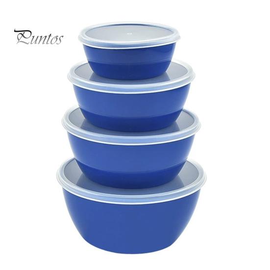 

4 шт. миски для смешивания с крышками, контейнеры для салатов без бисфенола А, штабелируемые герметичные миски для хранения продуктов, набор мисок для приготовления еды для домашней еды на открытом воздухе синий