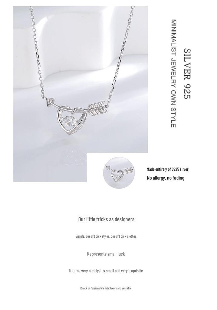 925 Sterling Silver Heart Clavicle Necklace - Celebrity Style