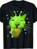 Alien Cat T-Shirt Retro UFO Meme Silly Cats Graphic Tee
