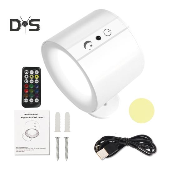 LED-Wandlampe mit Fernbedienung, einstellbare Helligkeit, Farbtemperatur, wiederaufladbare Wandhalterung, Nachttischlampe, Nachtlicht