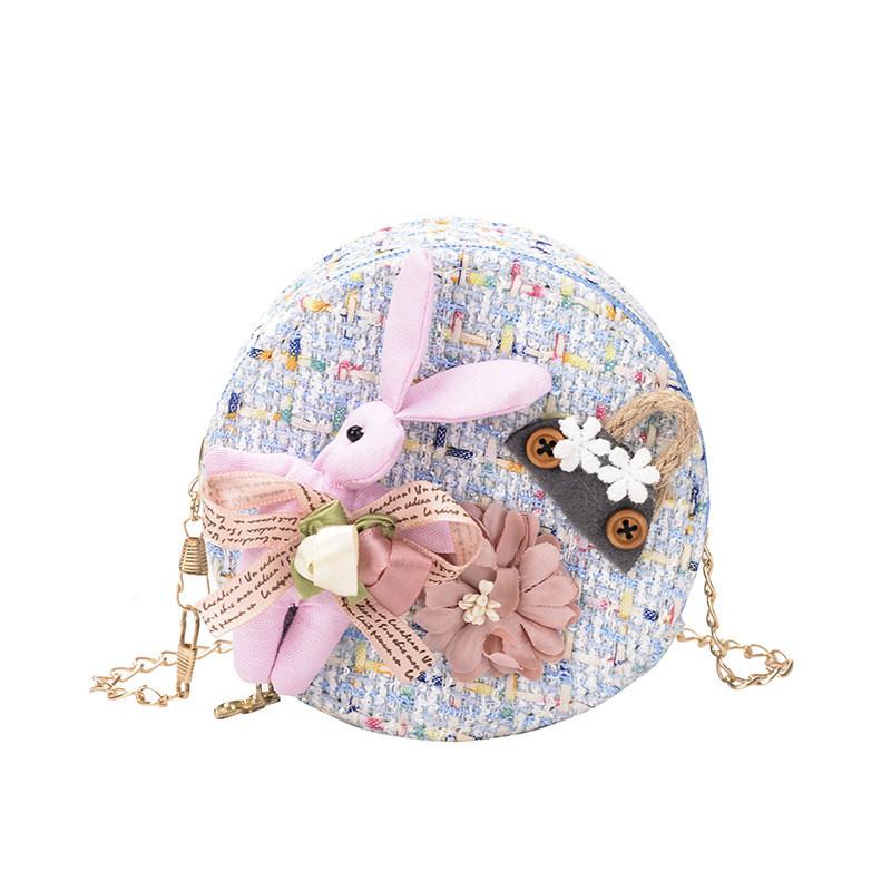 Trendy New Style Kids Coin Purse Cute Round Bag For Children With Soft Fabric синий