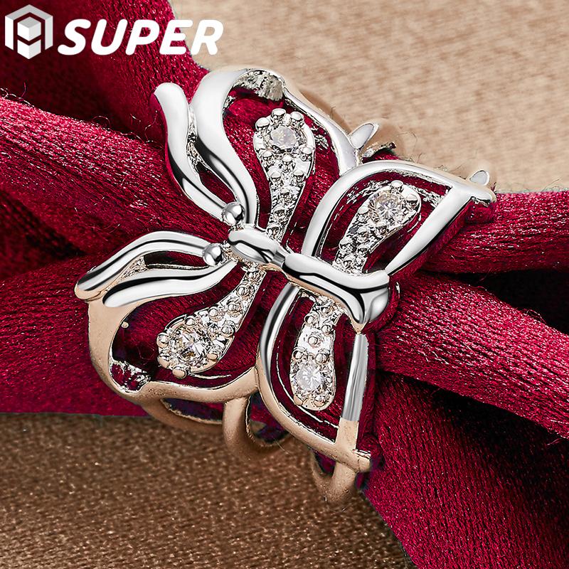 925 Sterling Silver Butterfly AAA Zircon Ring Jewelry