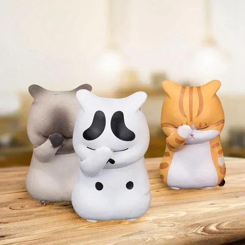 Creative Decor Crafts Pet Cat Figurine Model Figure Mini Animals Ornament Kid Gift Cute is Suitable as an Ornament