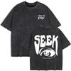 Seek Anticipated Gaze Prints Washed T-Shirts Womens Cotton Short Sleeve Tops Summer Oversize T Shirt Casual Woman Clothes