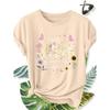 Elegant plus-size short-sleeve shirt for women Flower NANA Grandma print pattern round-neck women's comfortable, soft, breathable new spring-summer