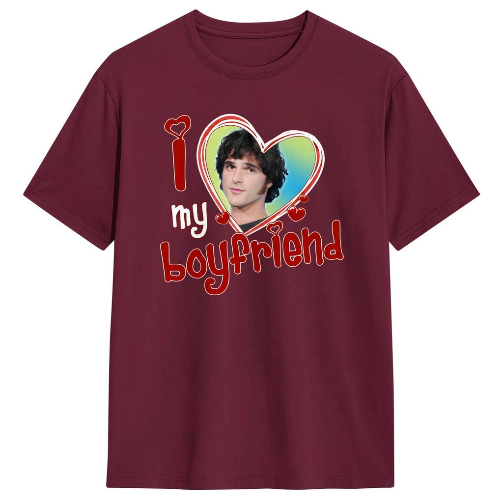 Unisexs T Shirt I Love My boyfriend Jacob Elordi T Shirts Hippie Beach Tee Shirt YK Funny Cotton Clothing Gift